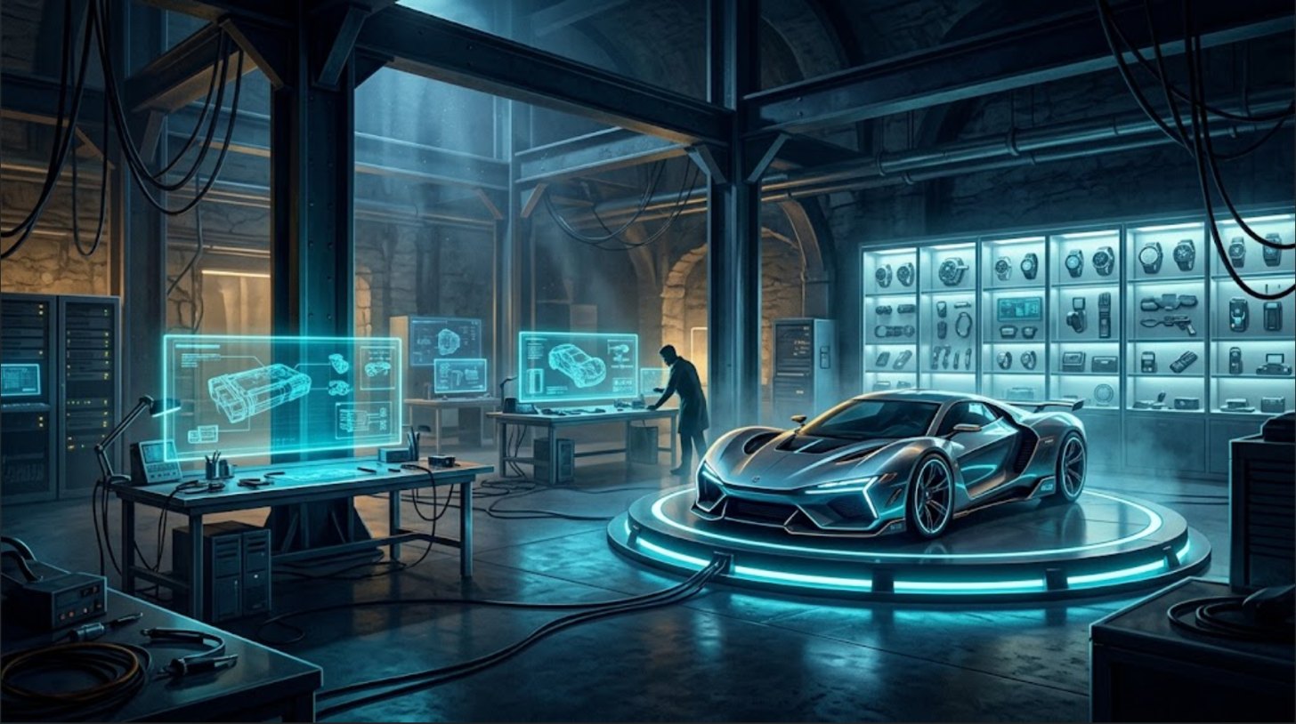 Concept art: a high-tech gadget lab